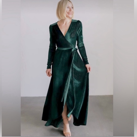 NEW | Baltic Born Emerald Green Wrap High Low Dress - Picture 2 of 7
